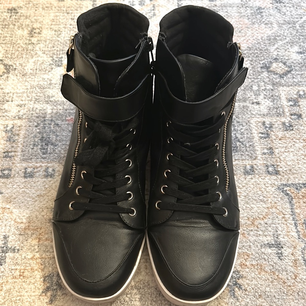 Black and Gold High Top Sneakers